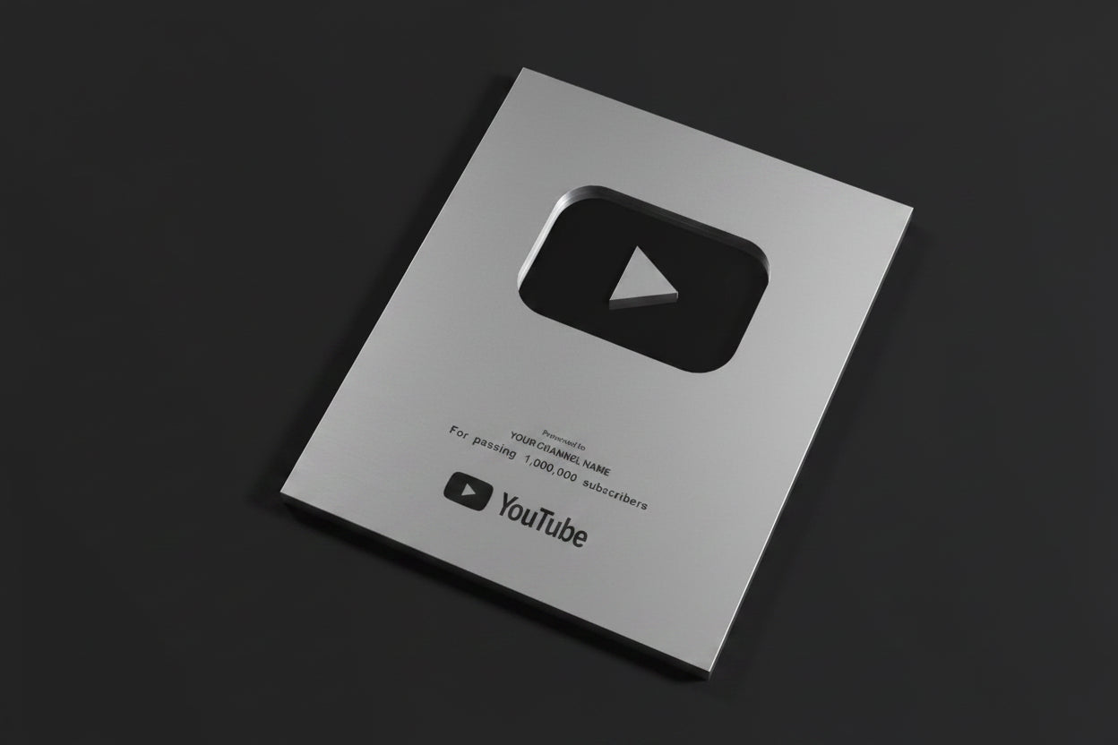 Custom Silver YouTube Play Button Award (Replica / Personalised)