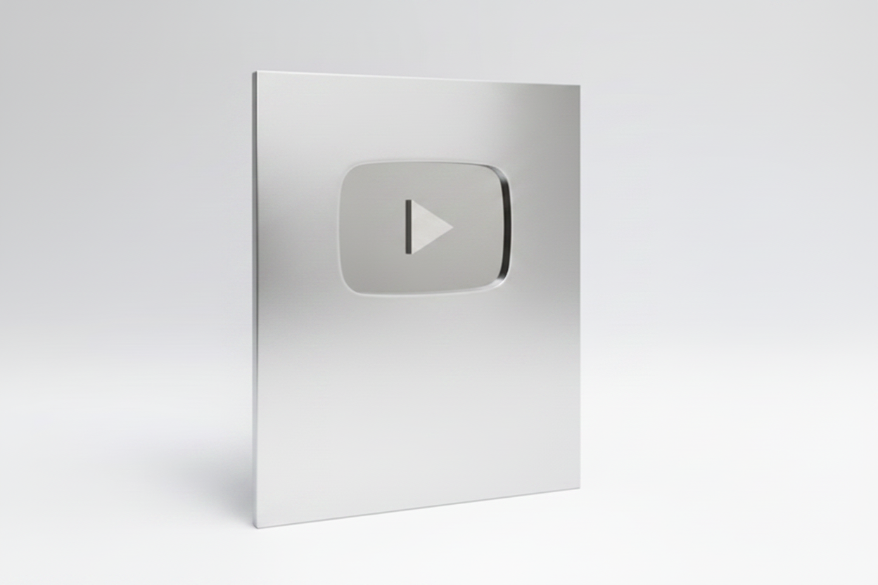Custom Silver YouTube Play Button Award (Replica / Personalised)