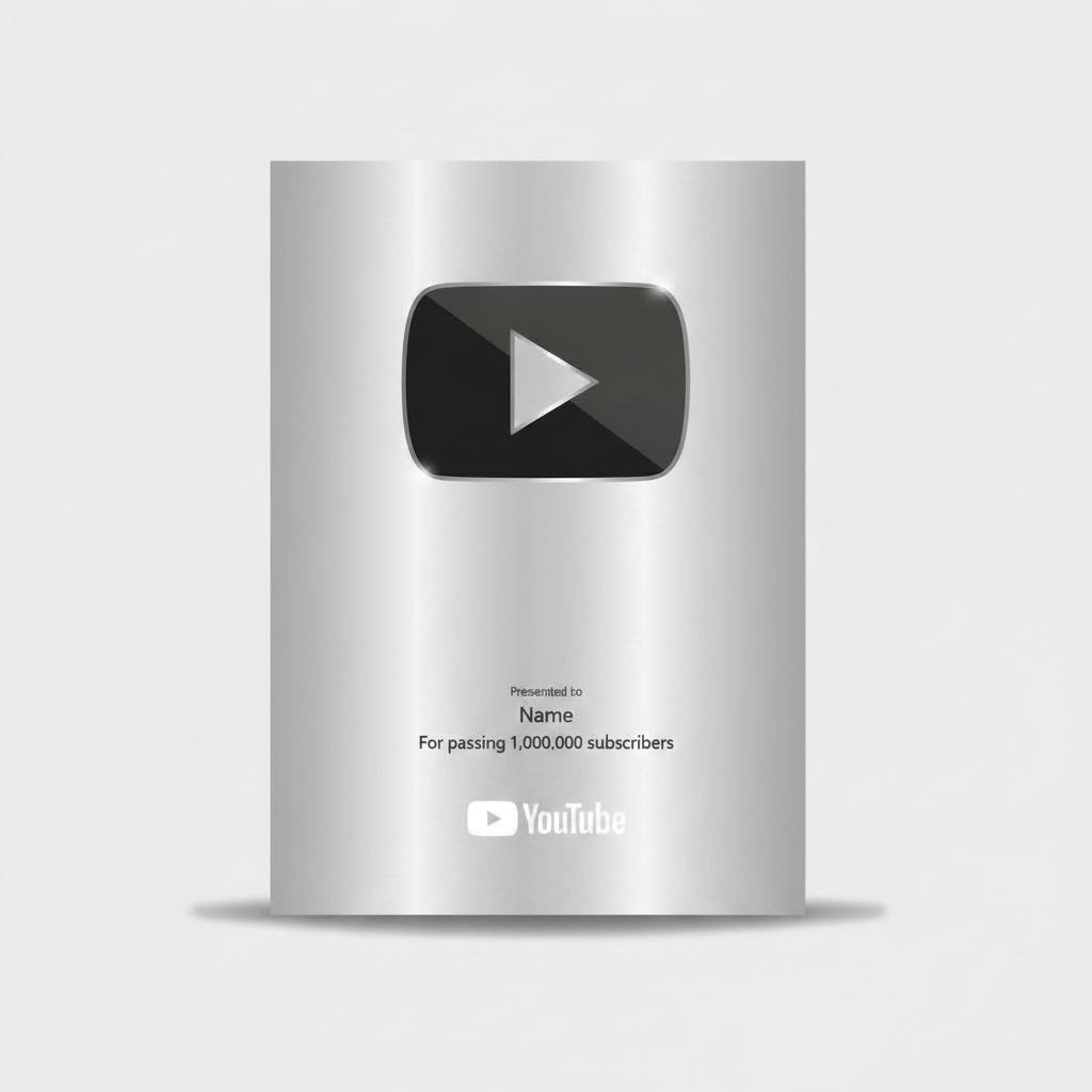 Custom Silver YouTube Play Button Award (Replica / Personalised)