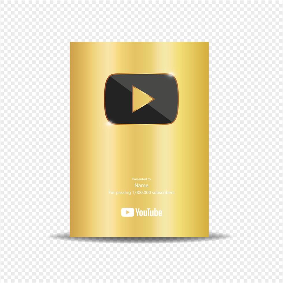 Custom Gold YouTube Play Button Award (Replica / Personalised)